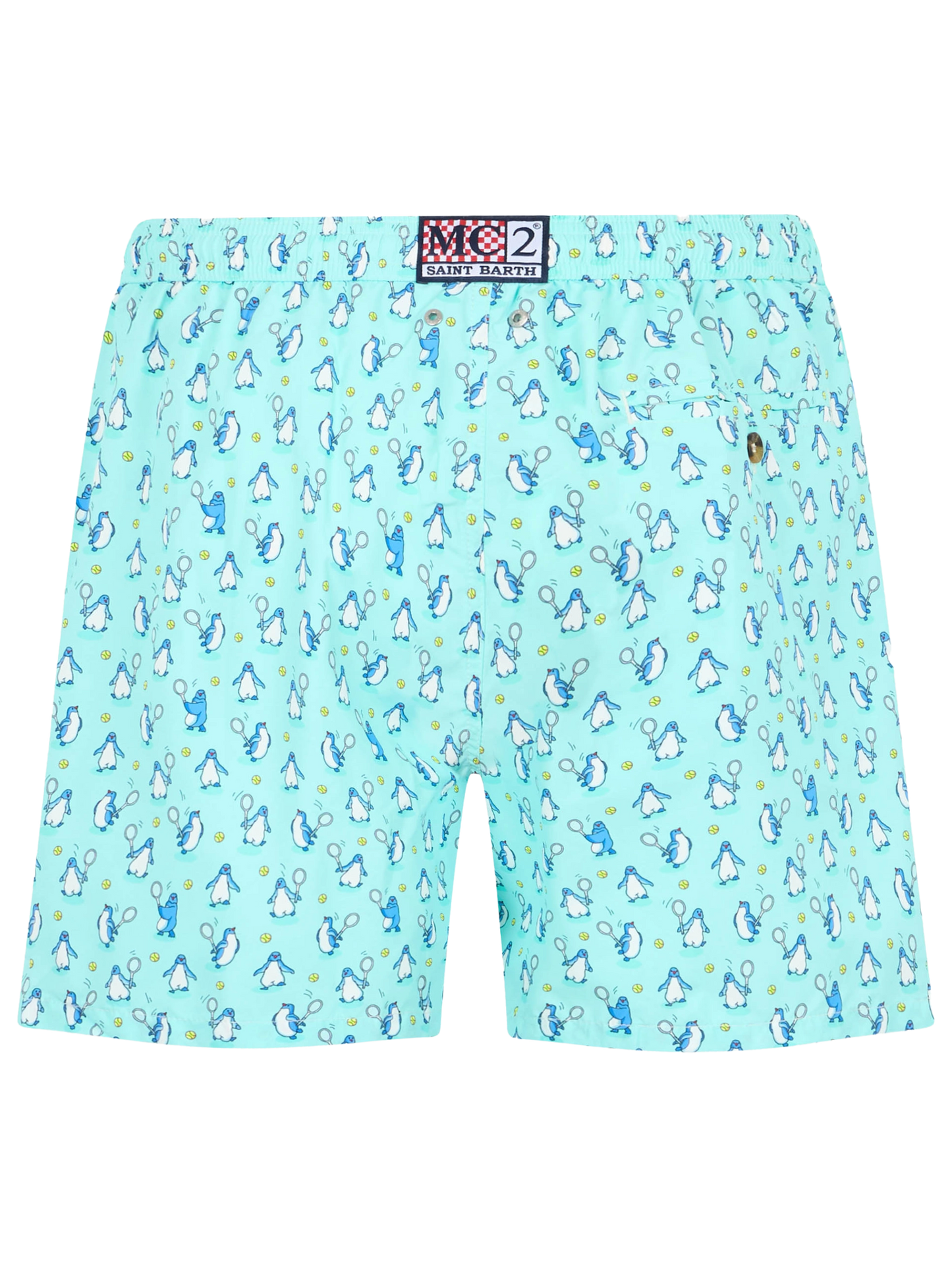 Man lightweight fabric swim-shorts Lighting Micro Fantasy with penguins print