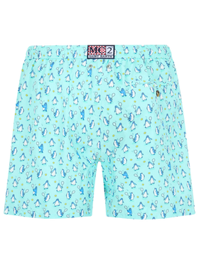 Man lightweight fabric swim-shorts Lighting Micro Fantasy with penguins print