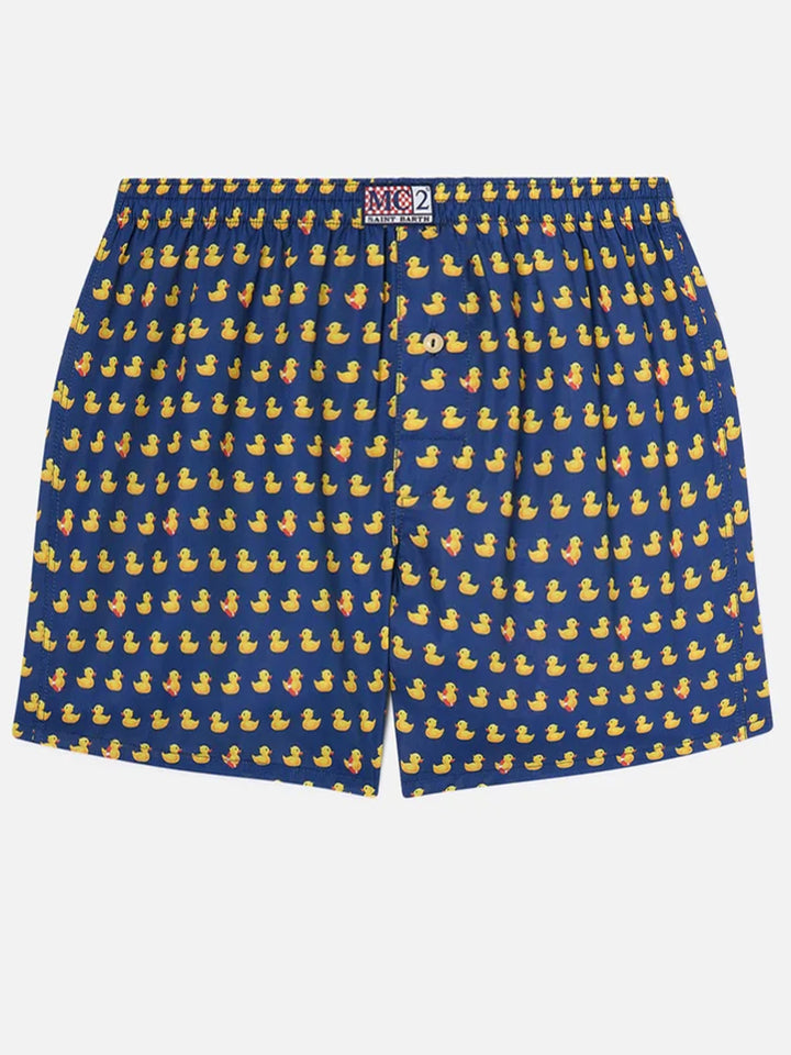 Boxer Adam blu navy in cotone con stampa paperelle