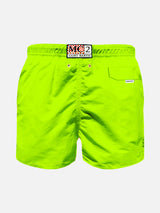 Boy fluo yellow lightweight fabric swim shorts  | PANTONE® SPECIAL EDITION