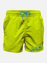 Man fluo yellow swim shorts with pocket