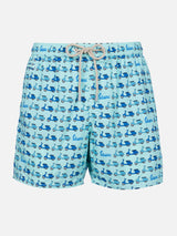 Man lightweight fabric swim-shorts Lighting Micro Fantasy with Vespa print | VESPA SPECIAL EDITION