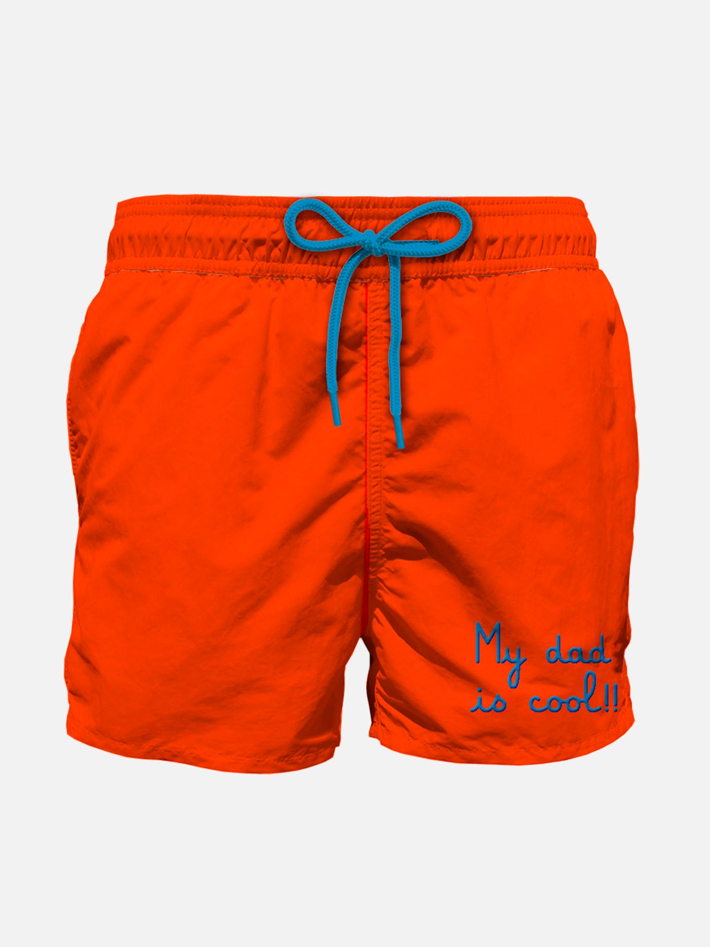 Badeshorts für Jungen mit der Stickerei „My Dad is Cool“.