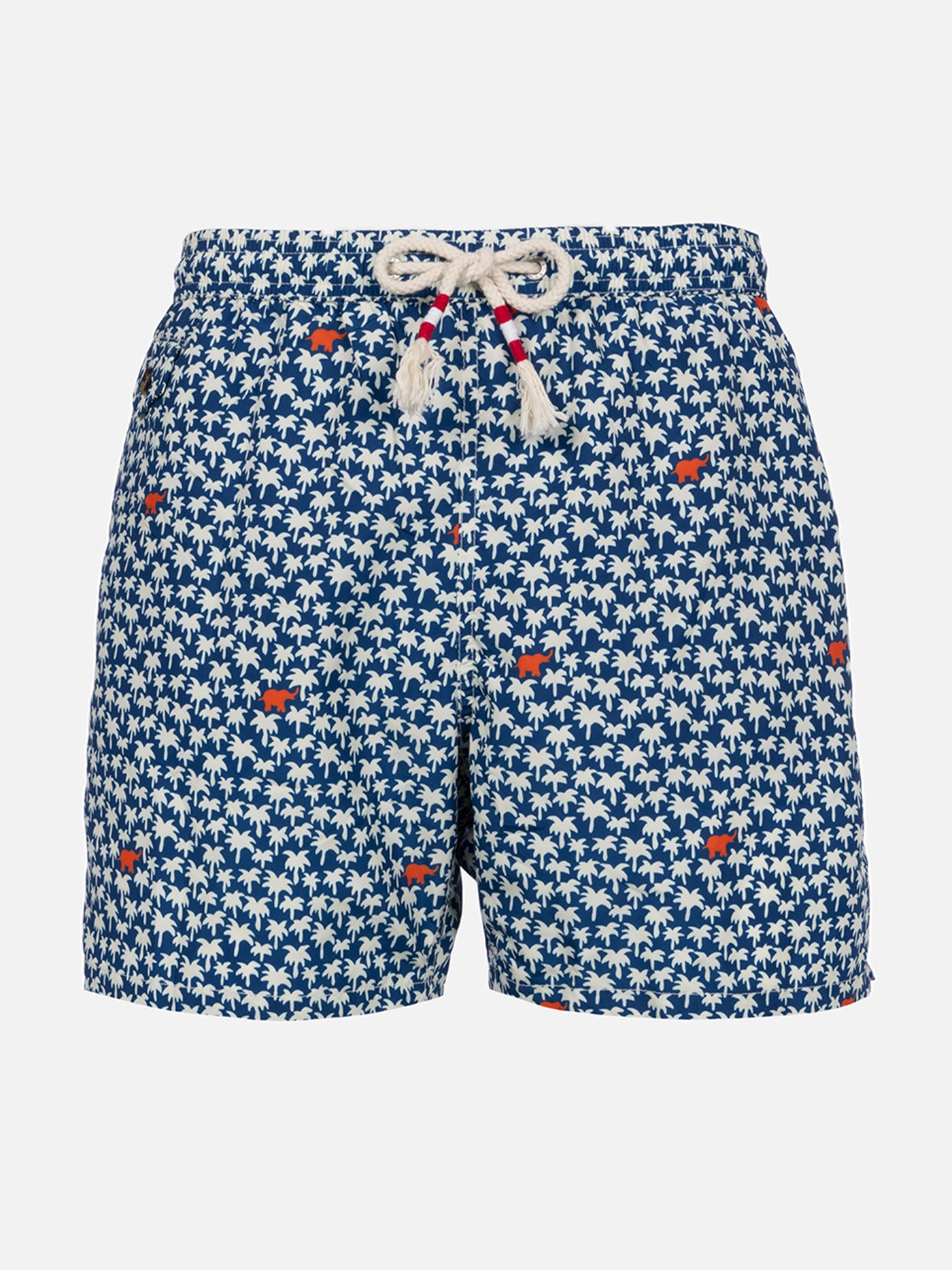 Man lightweight fabric swim-shorts Lighting 70 with palm print - MC2 Saint Barth