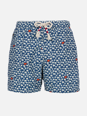 Man lightweight fabric swim-shorts Lighting 70 with palm print - MC2 Saint Barth
