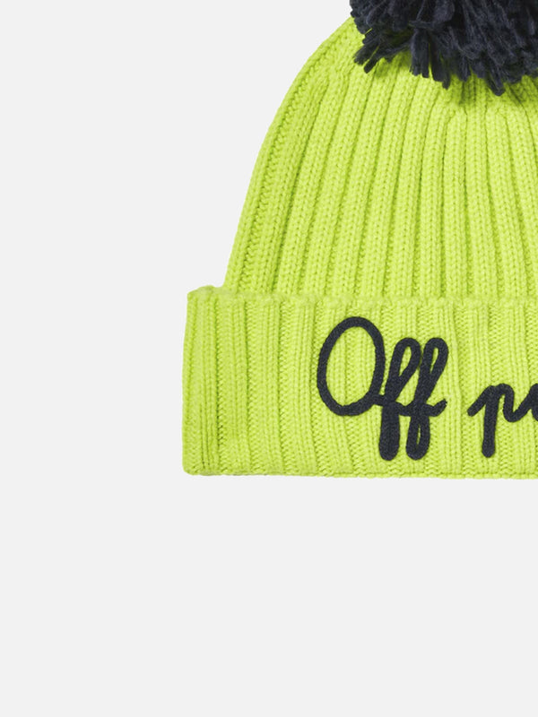 Boy fluo yellow beanie with pompon