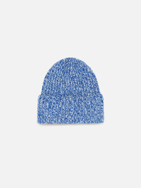Kid white and bluette mouliné beanie with Saint Barth embroidery