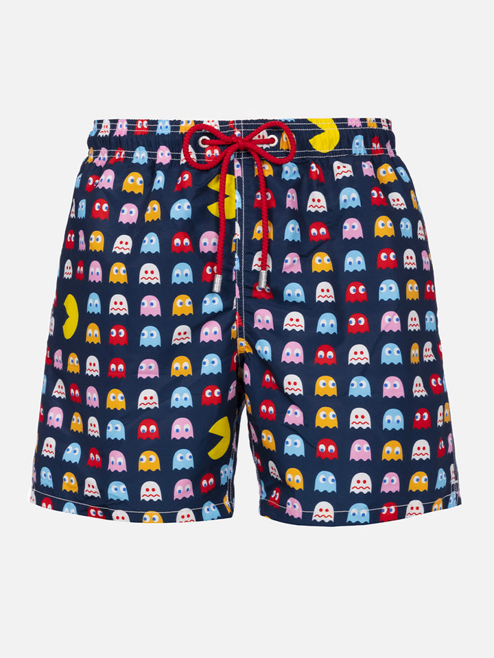 Man mid-length Gustavia swim-shorts with Pac-Man print | PAC MAN SPECIAL EDITION