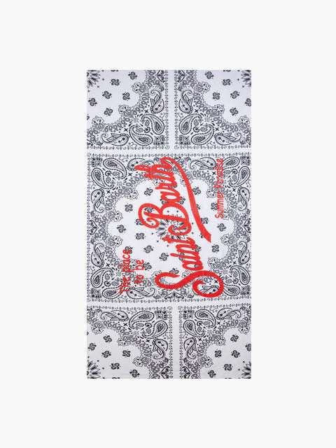 Soft terry beach towel with white bandanna print - MC2 Saint Barth