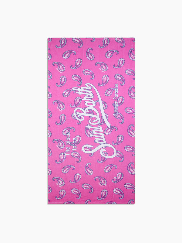 Telo mare con stampa paisley rosa