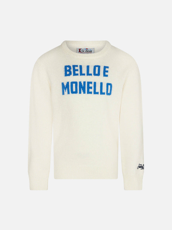 Maglia da bambino girocollo con scritta Bello e monello