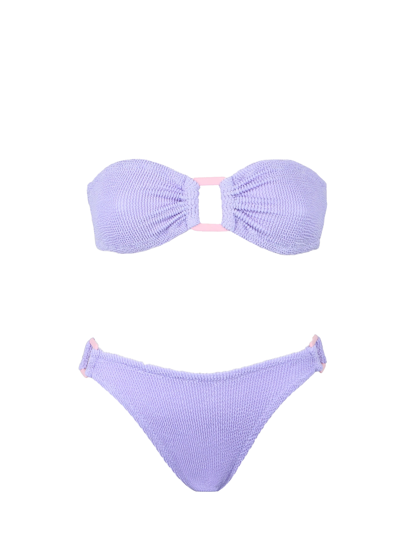 Woman crinkle pastel bandeau bikini