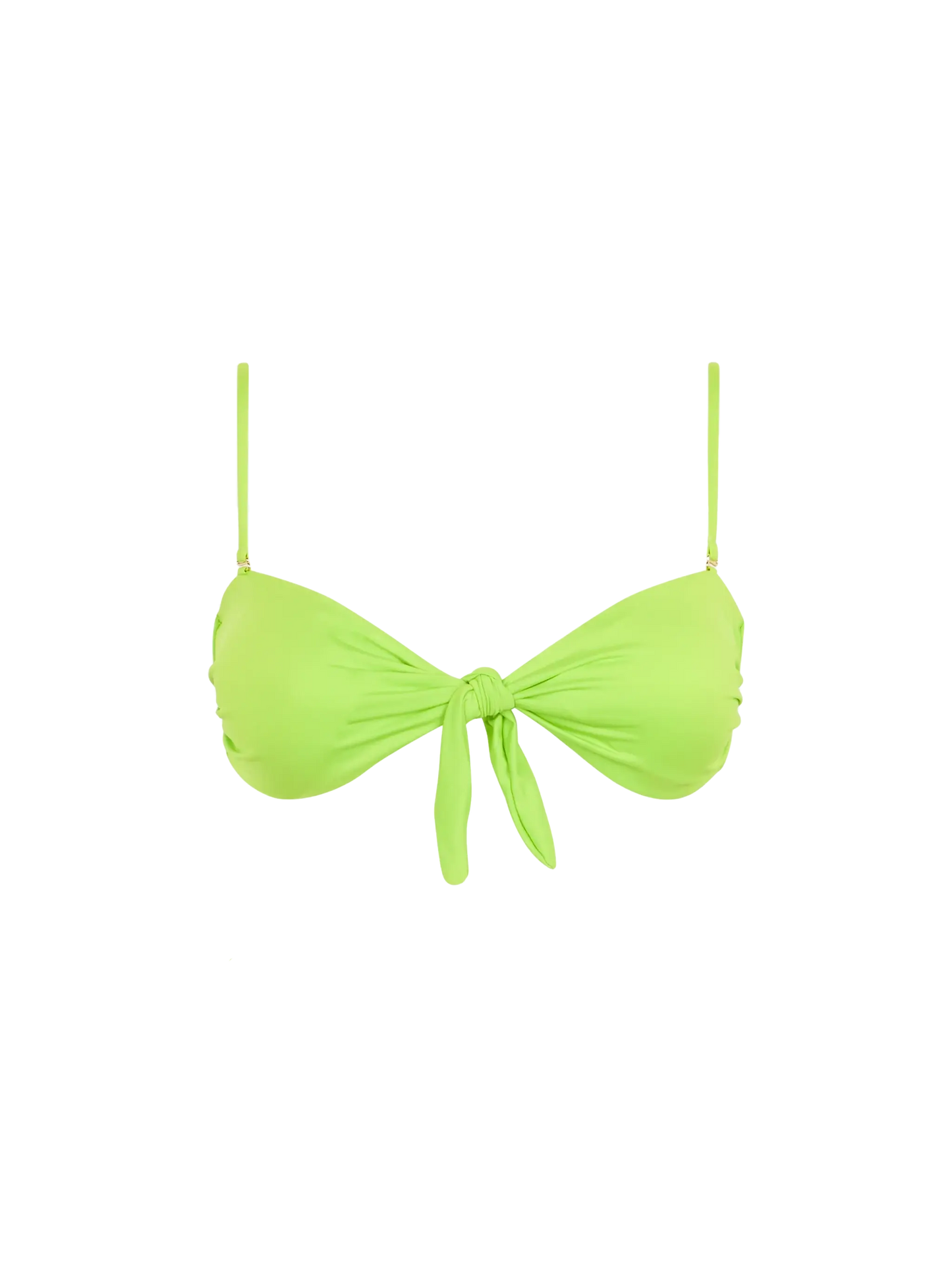 Front knot acid green bandeau top