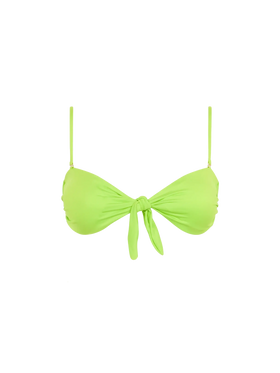 Front knot acid green bandeau top