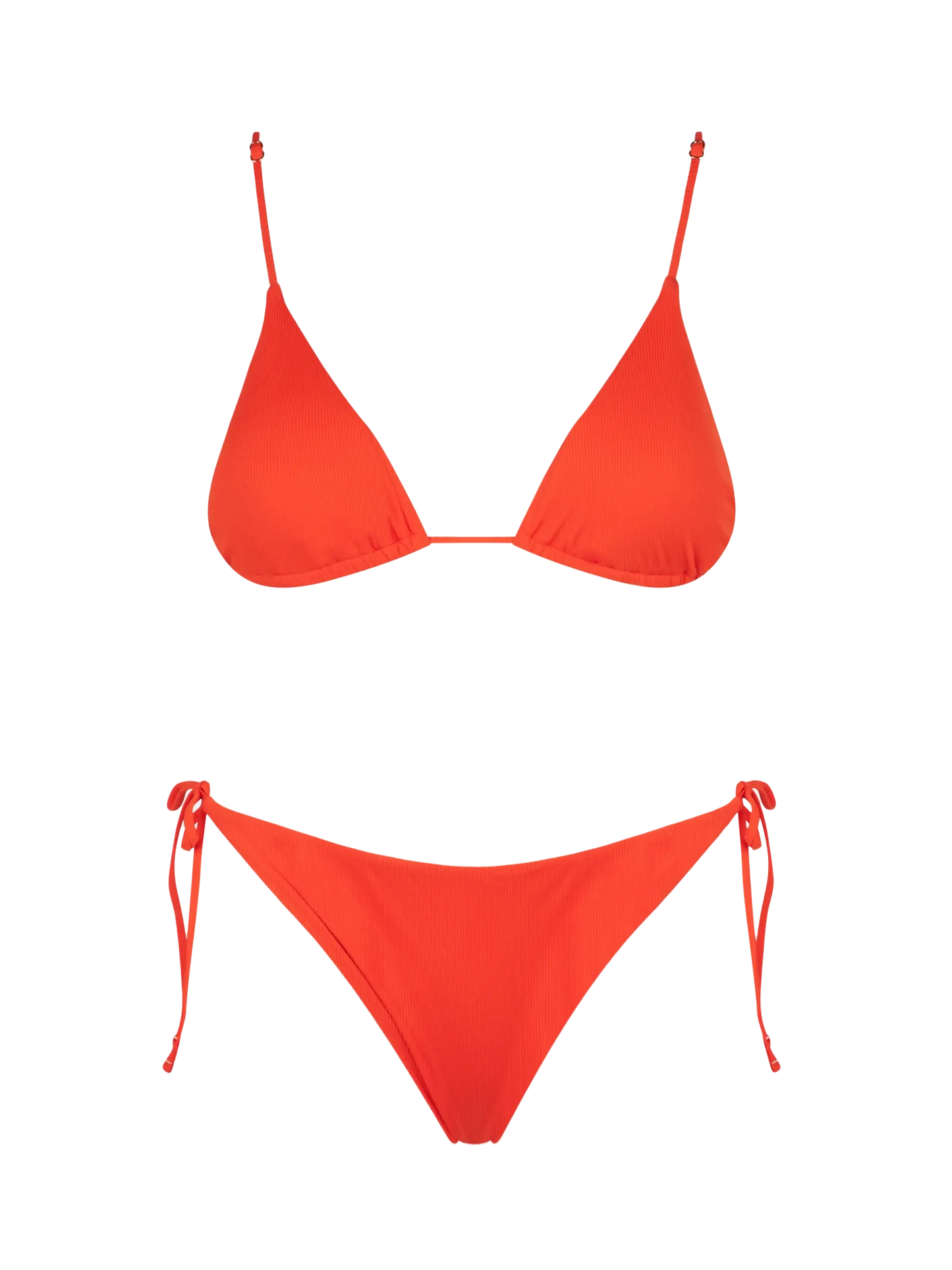 Orangefarbener, gerippter Triangel-Bikini