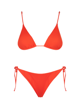 Orangefarbener, gerippter Triangel-Bikini