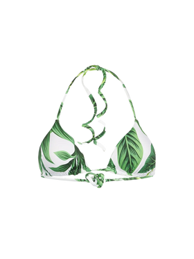 Top a triangolo con stampa tropicale