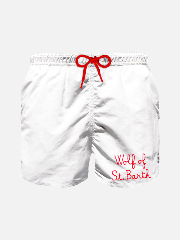 Costume da bagno da bambino con ricamo Wolf of St. Barth