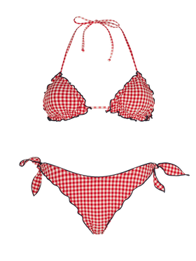 Bikini da donna a triangolo con stampa vichy