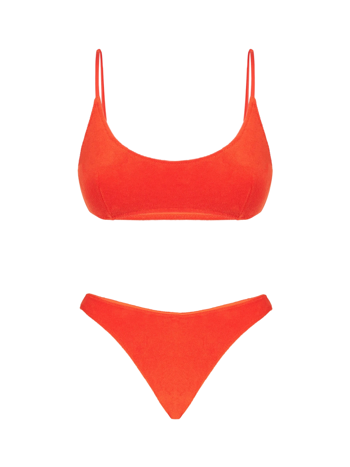 Bikini da donna a bralette in spugna arancione
