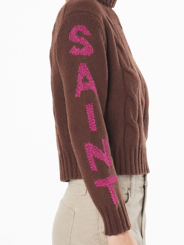 Maglia da donna intrecciata a collo alto con stampa jacquard Saint Moritz