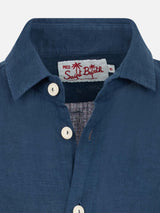 Camicia Agnes in lino blu navy da bambino