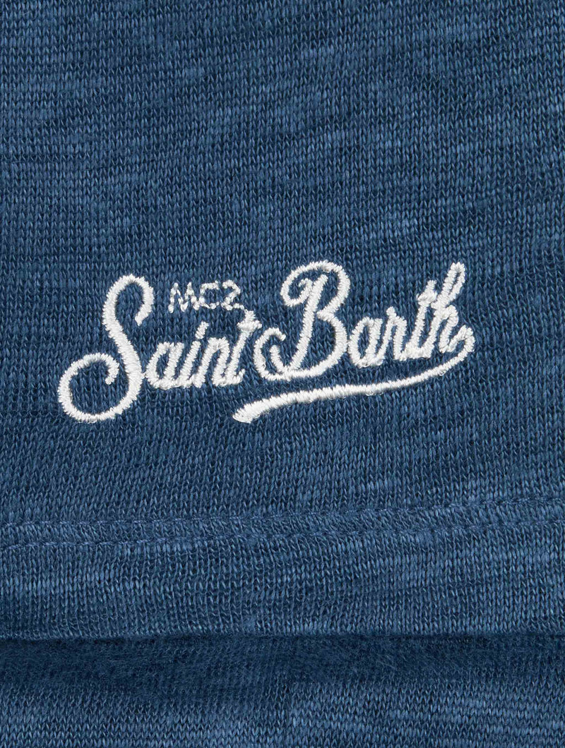 Kid marine blue linen jersey t-shirt Alex