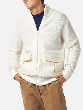 Man knitted bomber with felt pockets
