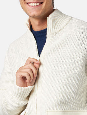 Man knitted bomber with felt pockets
