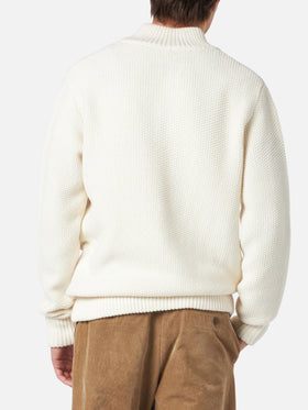 Man knitted bomber with felt pockets