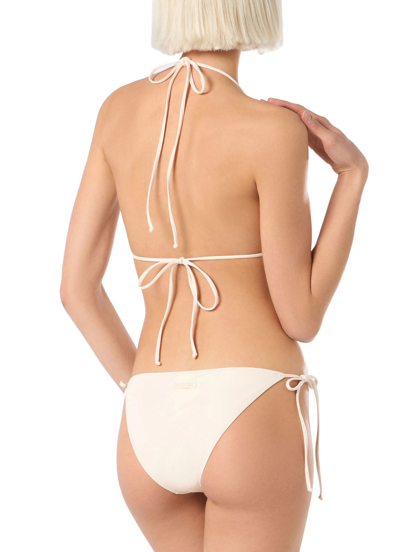 Bikini da donna a triangolo beige con strass