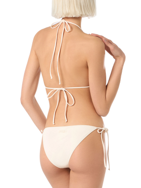 Bikini da donna a triangolo beige con strass