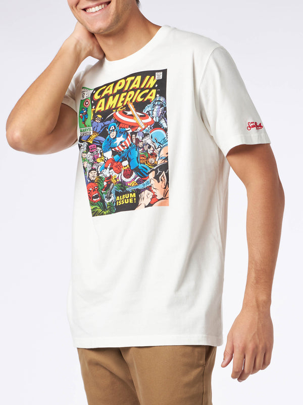 T-shirt da uomo in cotone pesante con stampa Capitan America | EDIZIONE SPECIALE MARVEL