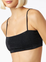 Woman bandeau black top with rhinestone