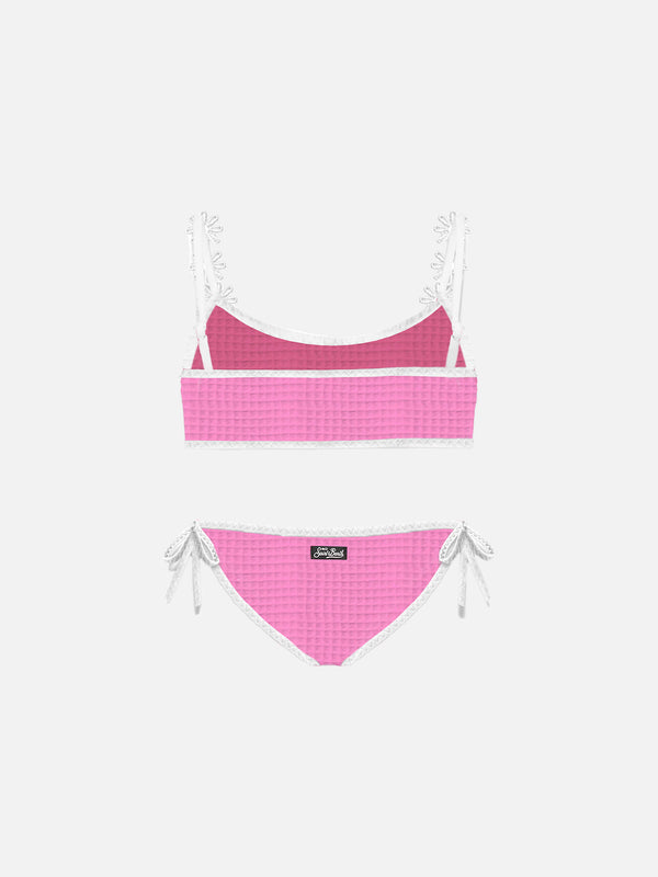 Bikini da bambina a bralette con ricamo