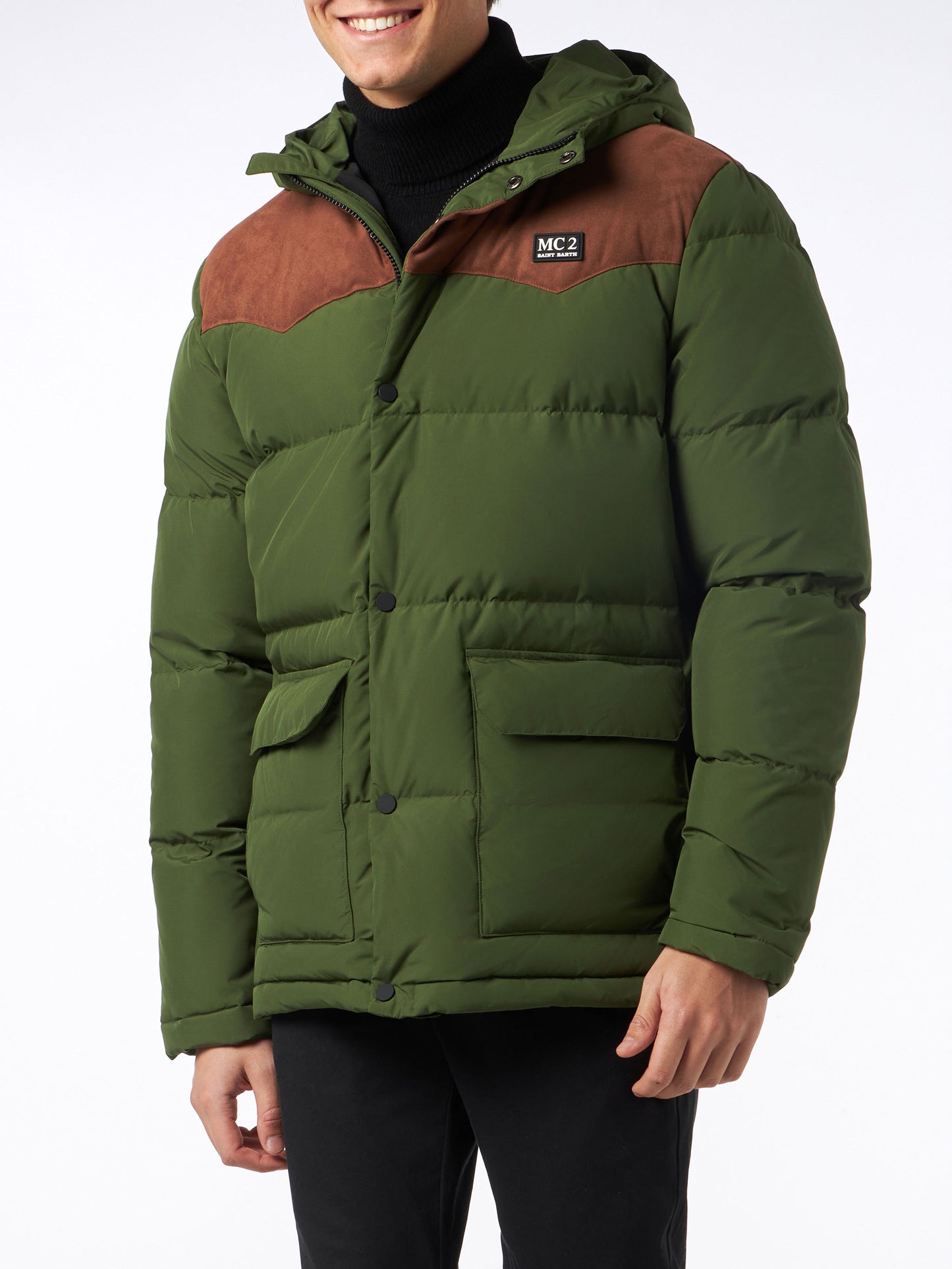 Militärgrüne Daunenjacke mit Kapuze für Herren Baxter