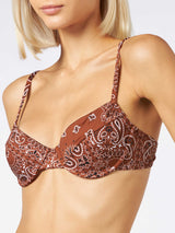 Bralette con ferretto stampa bandana marrone