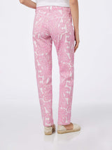 Woman pink paisley print denim Belleville