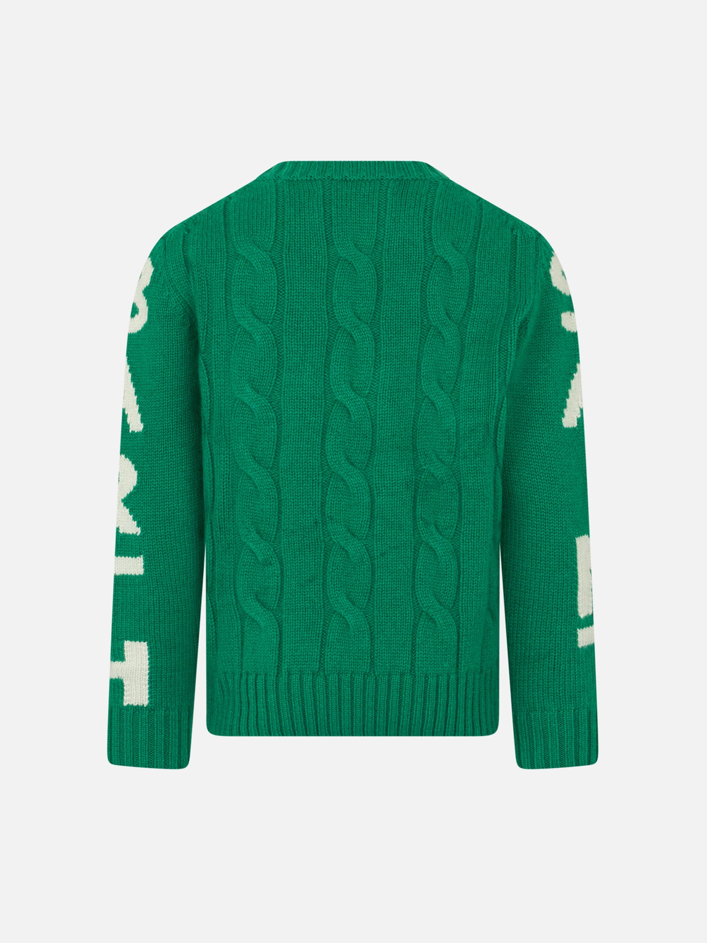 Boy green cable knit sweater Bergen Jr with Saint Barth jacquard - MC2 Saint Barth