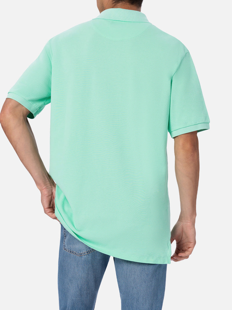 Man water green cotton piquet polo shirt Beverly Hills