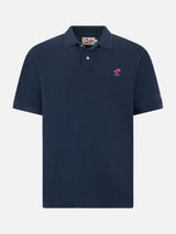 Blaues Piquet-Poloshirt für Herren mit St. Barth-Logo und Vintage-Effekt