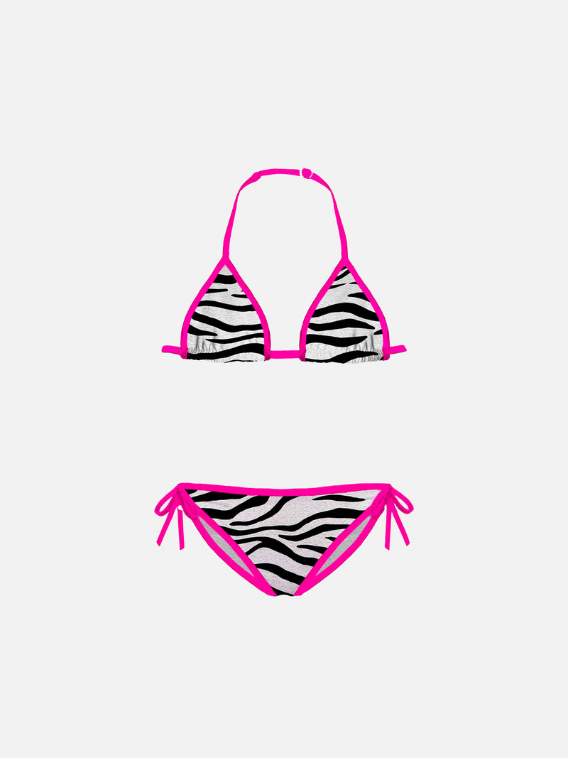 Girl triangle bikini with zebra print