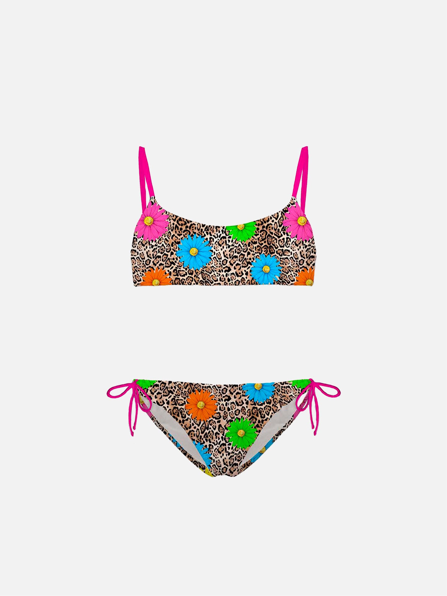 Girl bralette bikini with leopard print