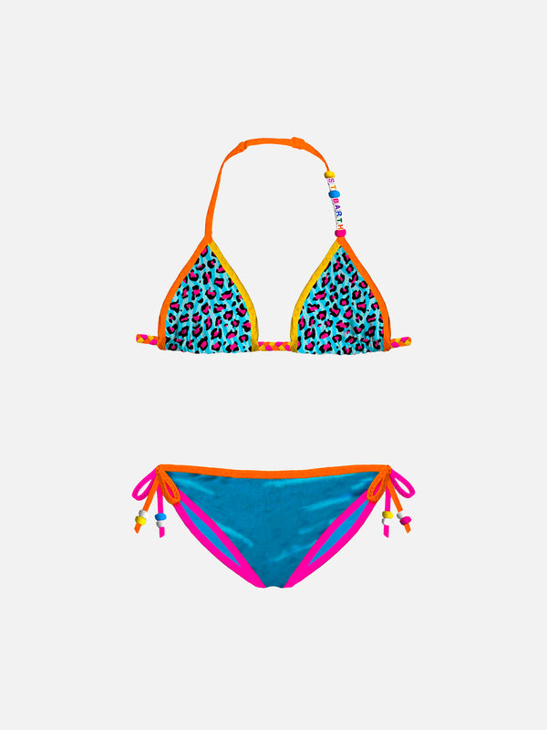 Mädchen-Triangel-Bikini mit Leopardenmuster