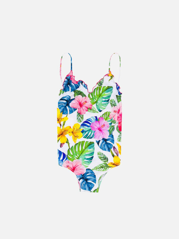 girl-tropical-print-one-piece-swimsuit