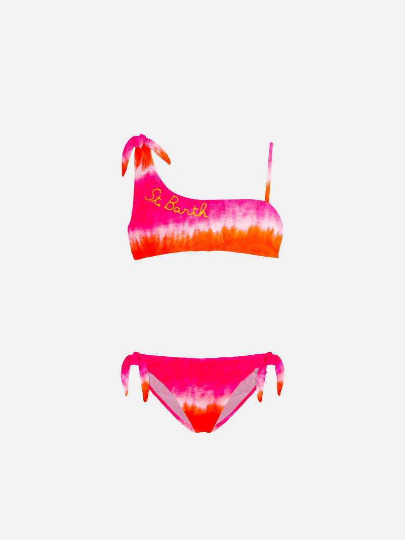 girl' s tye die orange and fucsia bikini