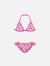 Girl triangle bikini with unicorn print