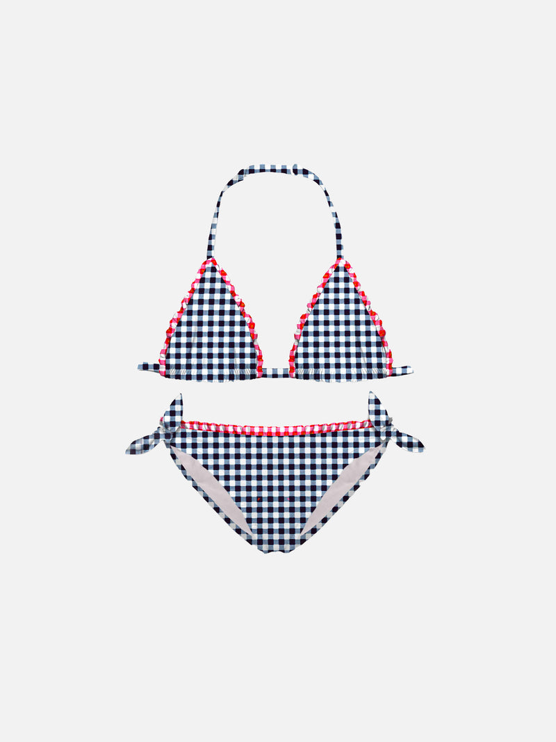 Gingham-Bikini für Mädchen mit Stickerei