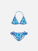 Mädchen-Triangel-Bikini mit Majolika-Print