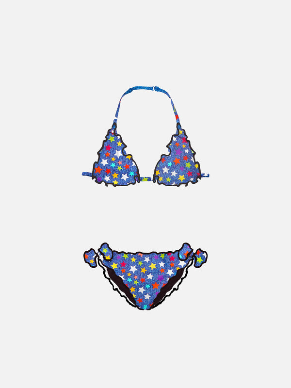 Mädchen-Triangel-Bikini mit Sternenprint